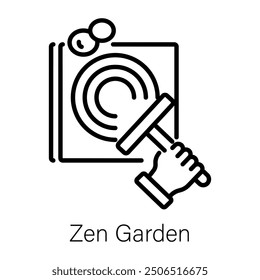 Un icono de línea de jardín zen 