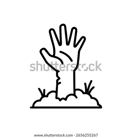 line icon zombie hand from the ground vector on white background
Vector line icon on white background