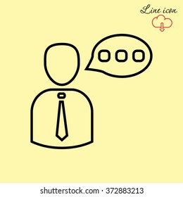 Line icon-businessman talking