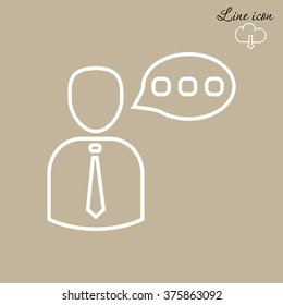 Line icon-businessman talking