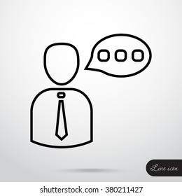 Line icon-businessman talking