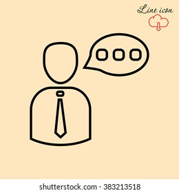 Line icon-businessman talking