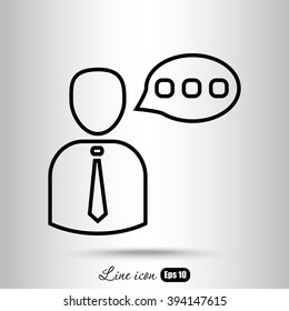 Line icon-businessman talking