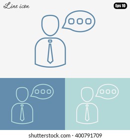 Line icon-businessman talking