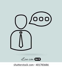 Line icon-businessman talking