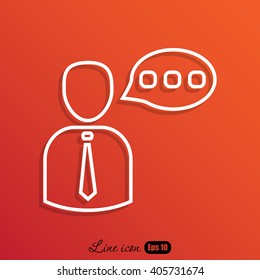 Line icon-businessman talking