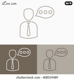 Line icon-businessman talking
