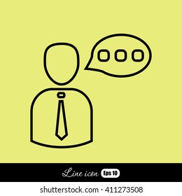 Line icon-businessman talking