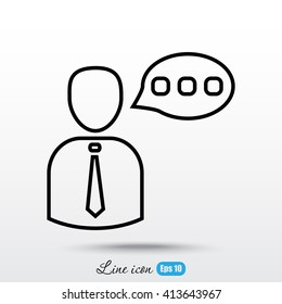 Line icon-businessman talking