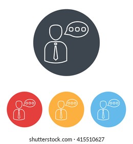 Line icon-businessman talking