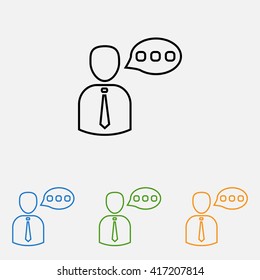 Line icon-businessman talking