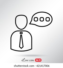 Line icon-businessman talking