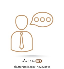 Line icon-businessman talking