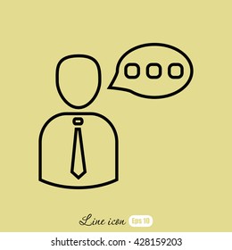 Line icon-businessman talking