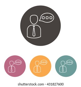 Line icon-businessman talking