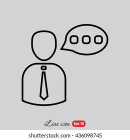 Line icon-businessman talking