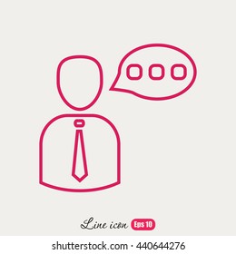 Line icon-businessman talking