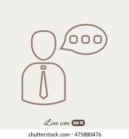 Line icon-businessman talking