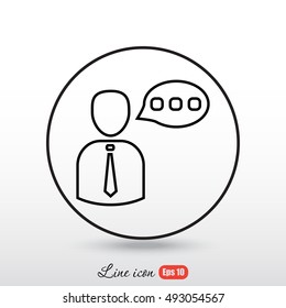 Line icon-businessman talking