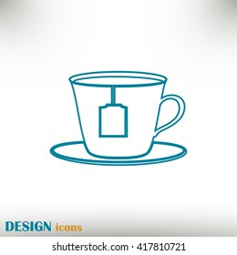 Line icon-cup with tea bag icon