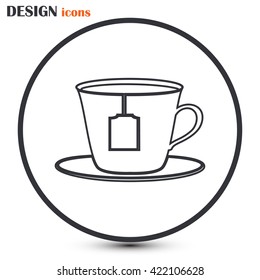 Line icon-cup with tea bag icon