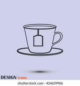 Line icon-cup with tea bag icon