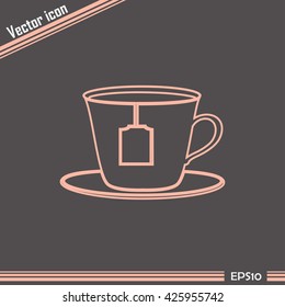 Line icon-cup with tea bag icon