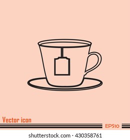 Line icon-cup with tea bag icon