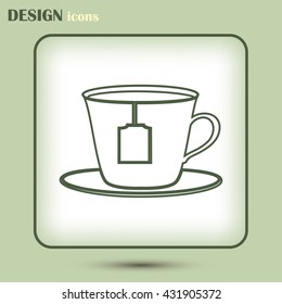 Line icon-cup with tea bag icon