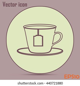 Line icon-cup with tea bag icon