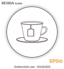Line icon-cup with tea bag icon