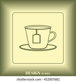 Line icon-cup with tea bag icon