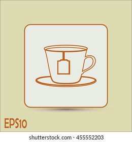 Line icon-cup with tea bag icon