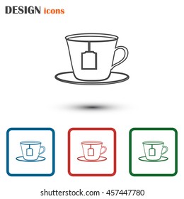 Line icon-cup with tea bag icon