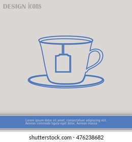 Line icon-cup with tea bag icon