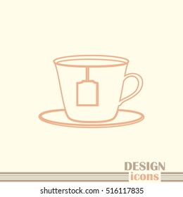 Line icon-cup with tea bag icon