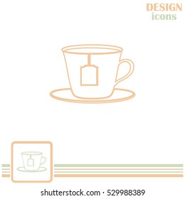 Line icon-cup with tea bag icon