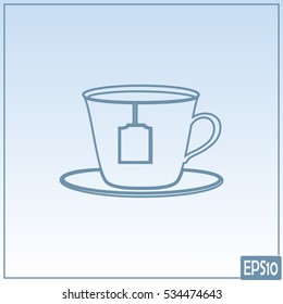 Line icon-cup with tea bag icon