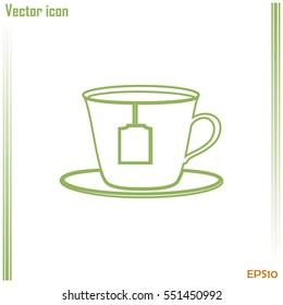 Line icon-cup with tea bag icon