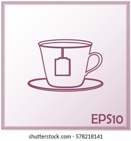 Line icon-cup with tea bag icon