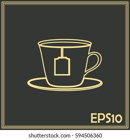 Line icon-cup with tea bag icon