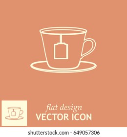 Line icon-cup with tea bag icon