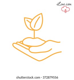 Line icon-hand sprout