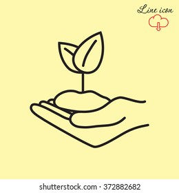 Line icon-hand sprout