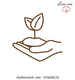 Line icon-hand sprout