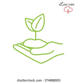 Line icon-hand sprout