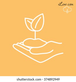 Line icon-hand sprout