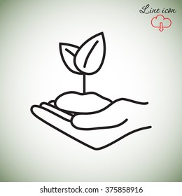 Line icon-hand sprout