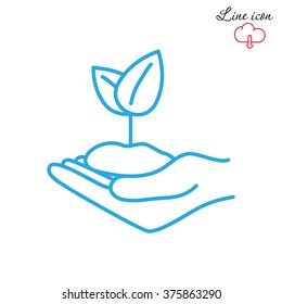 Line icon-hand sprout