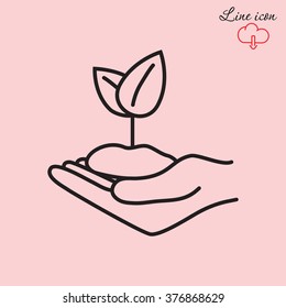 Line icon-hand sprout